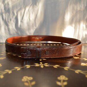 Barry Kieselstein-Cord 1 inch Dark Brown Lizard Skin Belt (no buckle)